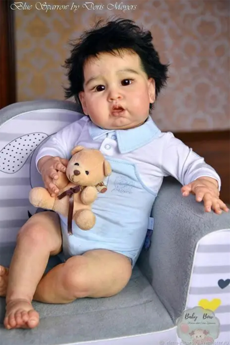 Baby Products Kit For Newborn - 24インチの手作りダークスキンリボーンベビードール、ブルースパロー、塗装済みドールパーツ、リアルな新生児ドールキット