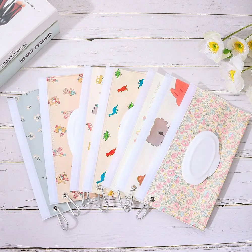 Baby Products Carry Bag - ファッションスナップストラップフリップカバーベビー用品キャリングケース化粧ポーチウェットティッシュバッグベビーカーハンギングバッグティッシュボックス