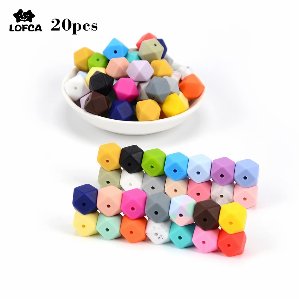 Baby Products Wholesale - Lofca卸売20ピース/ロットシリコーンビーズ六角ミニ14ミリメートルビーズネックレスメイキング幾何歯が生えるビーズためおしゃぶりチェーン