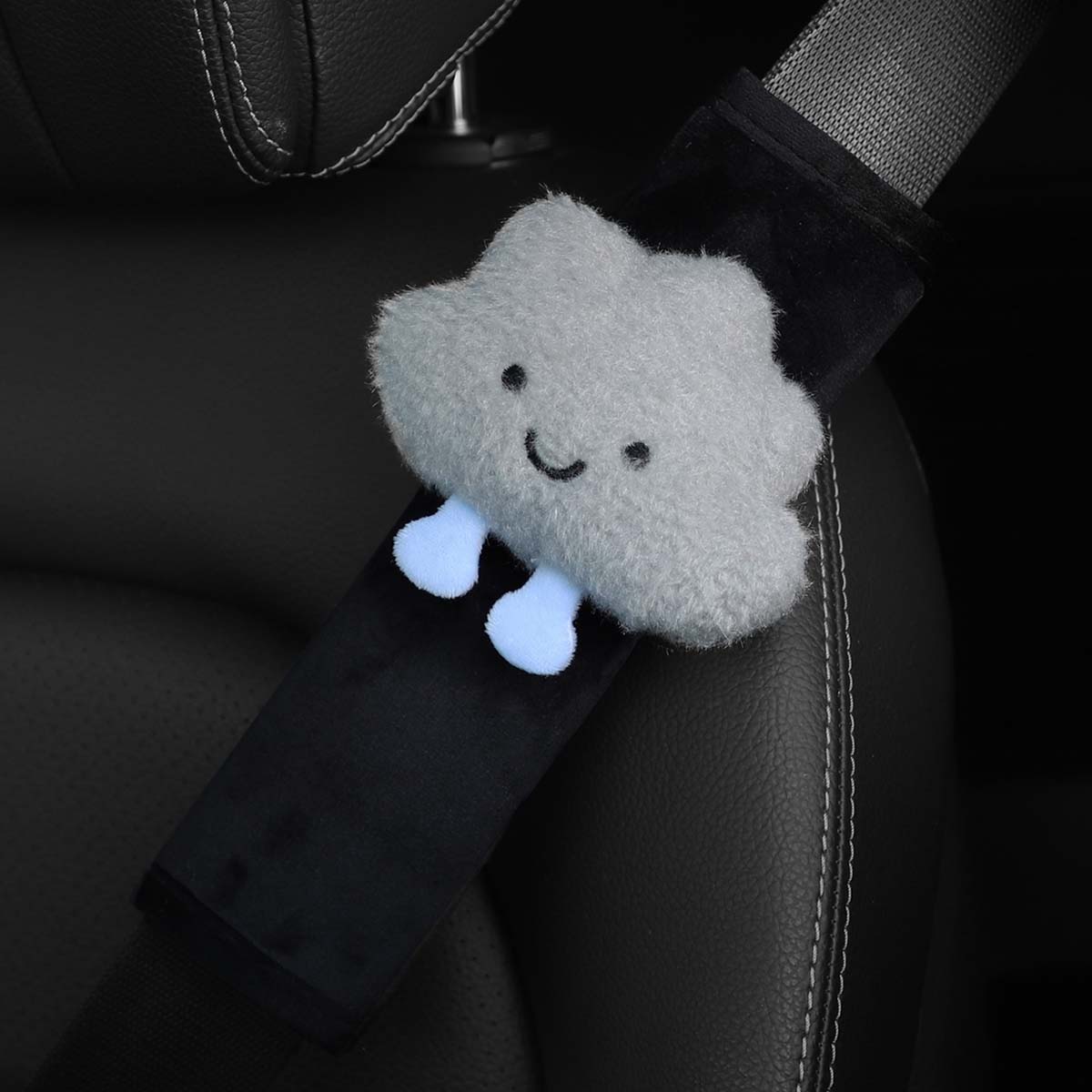 Infant Car Seat Cover - 雲の形をしたぬいぐるみ車のショルダーカバー、柔らかく快適なベビーセーフティベルト、幼児の車の装飾用の装飾玩具
