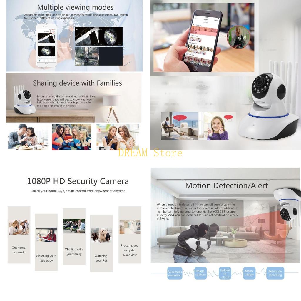 Wireless Baby Monitor - セキュリティカメラ 720P ドーム屋内カメラ 360 度レンズ CCTV