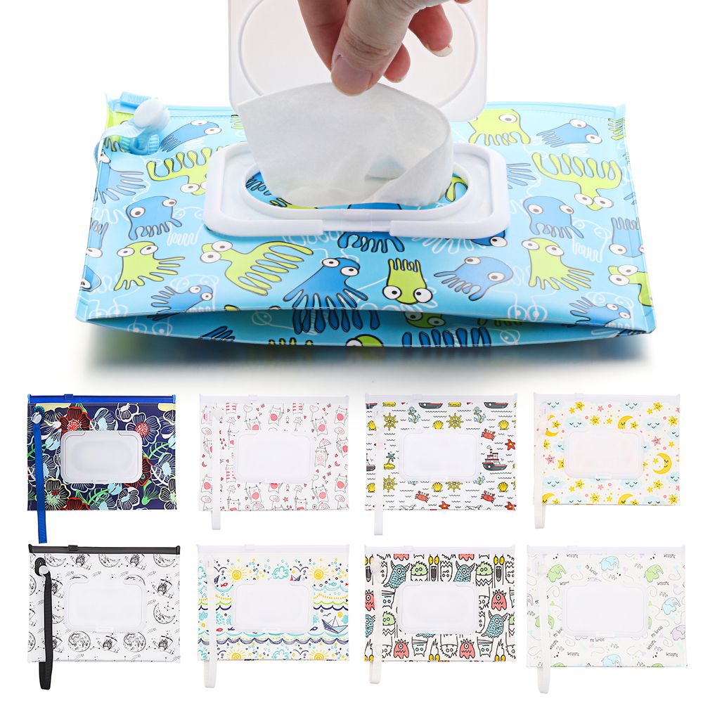 Baby Products Carry Bag - 携帯用フリップカバーウェットティッシュバッグ ベビー用品 ベビーカーアクセサリー 化粧ポーチ キャリングケース アウトドアティッシュボックス
