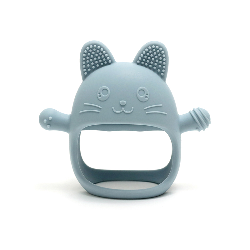 Teething Mitten Baby - ベビー歯が生えるミトン - 食品グレードのシリコングローブ咀嚼おもちゃ、吸引防止ハンドガード、かわいいウサギのデザイン