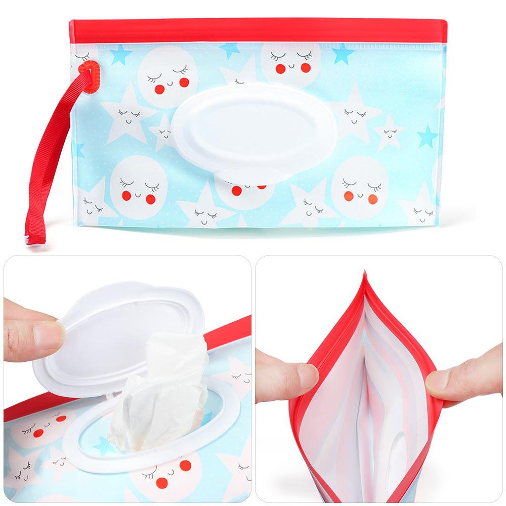 Baby Products Carry Bag - かわいいファッションポータブルベビー用品スナップストラップキャリングケースウェットティッシュバッグベビーカーアクセサリー化粧品ポーチティッシュボックス