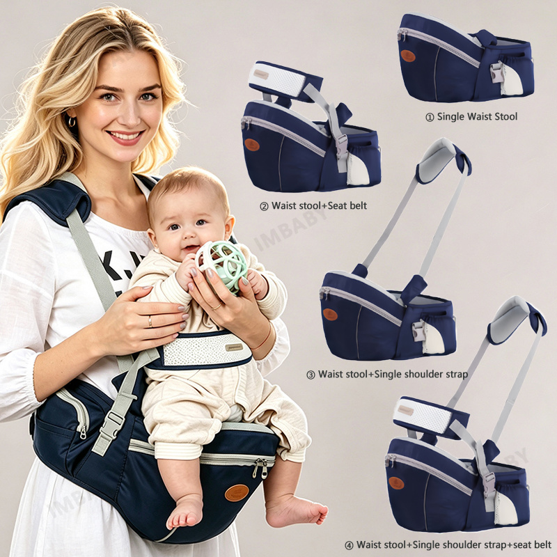 Ergonomic Baby Carrier - 新しい IMBABY 0-48 ヶ月の赤ちゃん用人間工学に基づいたカンガルー多機能ウエストスツールワンショルダーヒップシート付きベビーラップスリングトラベル