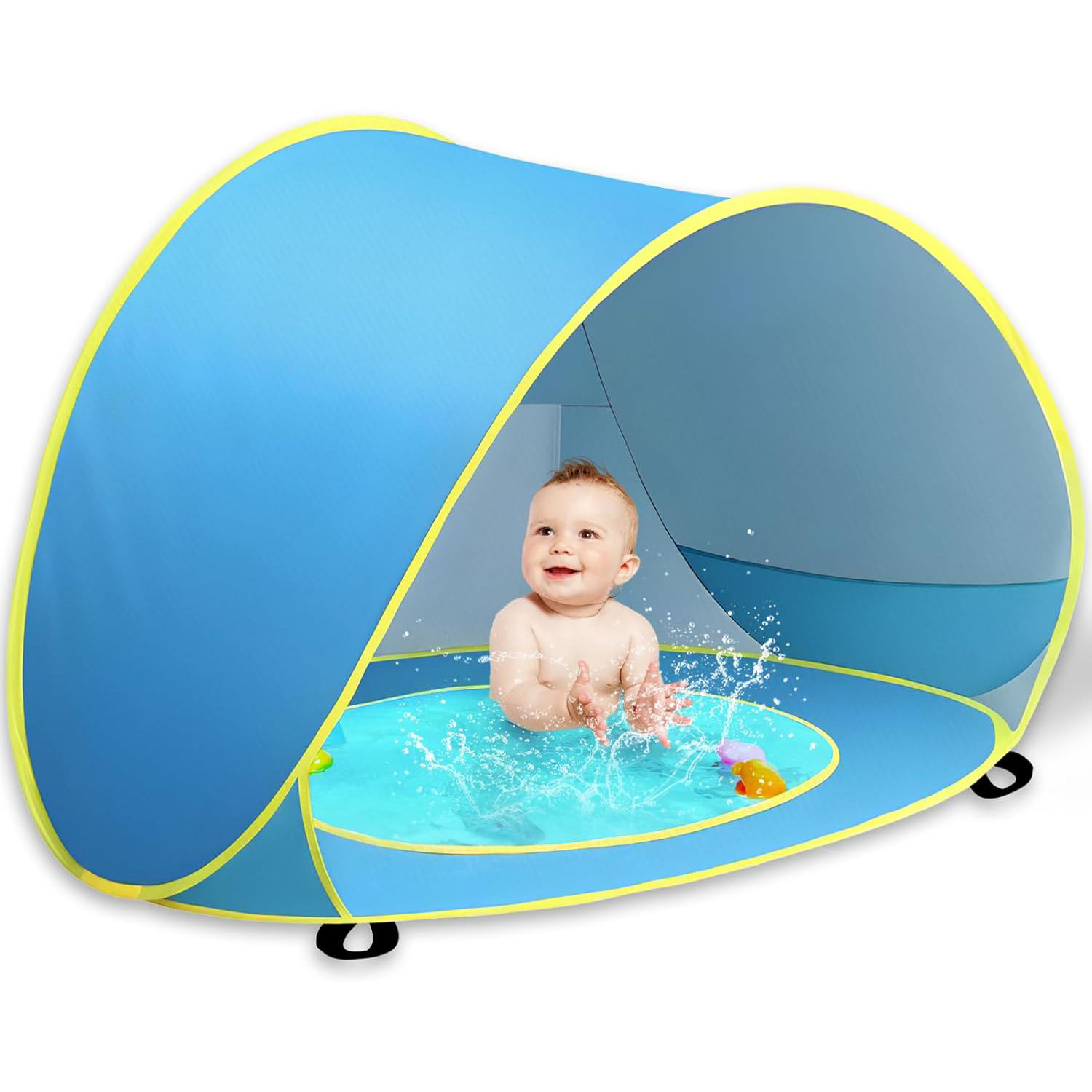 Baby Products Wholesale - 持ち運び可能なポップアップ式ベビープールテント、UVカット機能付き、耐久性のあるポリエステル製幼児用日よけシェルター、ビーチ用日除け、卸売商品