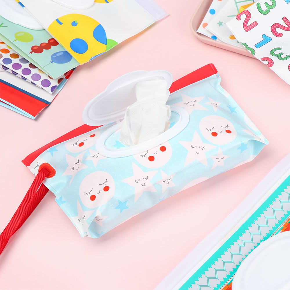 Baby Products Carry Bag - かわいい便利なスナップストラップキャリングケースフリップカバーベビー用品ウェットティッシュバッグティッシュボックスベビーカーアクセサリー化粧ポーチ