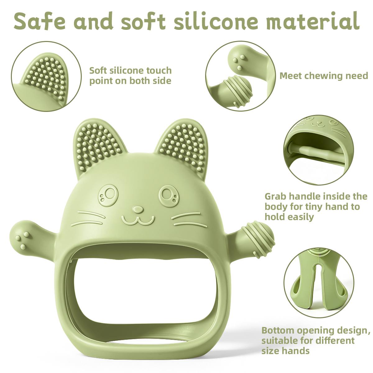 Teething Mitten Baby - 赤ちゃんのおしゃぶりひよこ手袋おしゃぶりシリコン食べ防止手 ​ 臼歯スティックマッサージガムベビー噛み防止おしゃぶりベビーアクセサリー