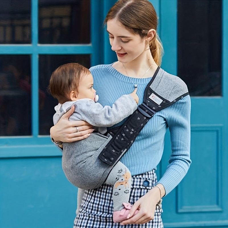 Ergonomic Baby Carrier - ポータブルベビーキャリアバックパック、片肩ストラップ、幼児用調節可能なコットン製人間工学に基づいたカンガルーヒップシートスリング、新生児・幼児用